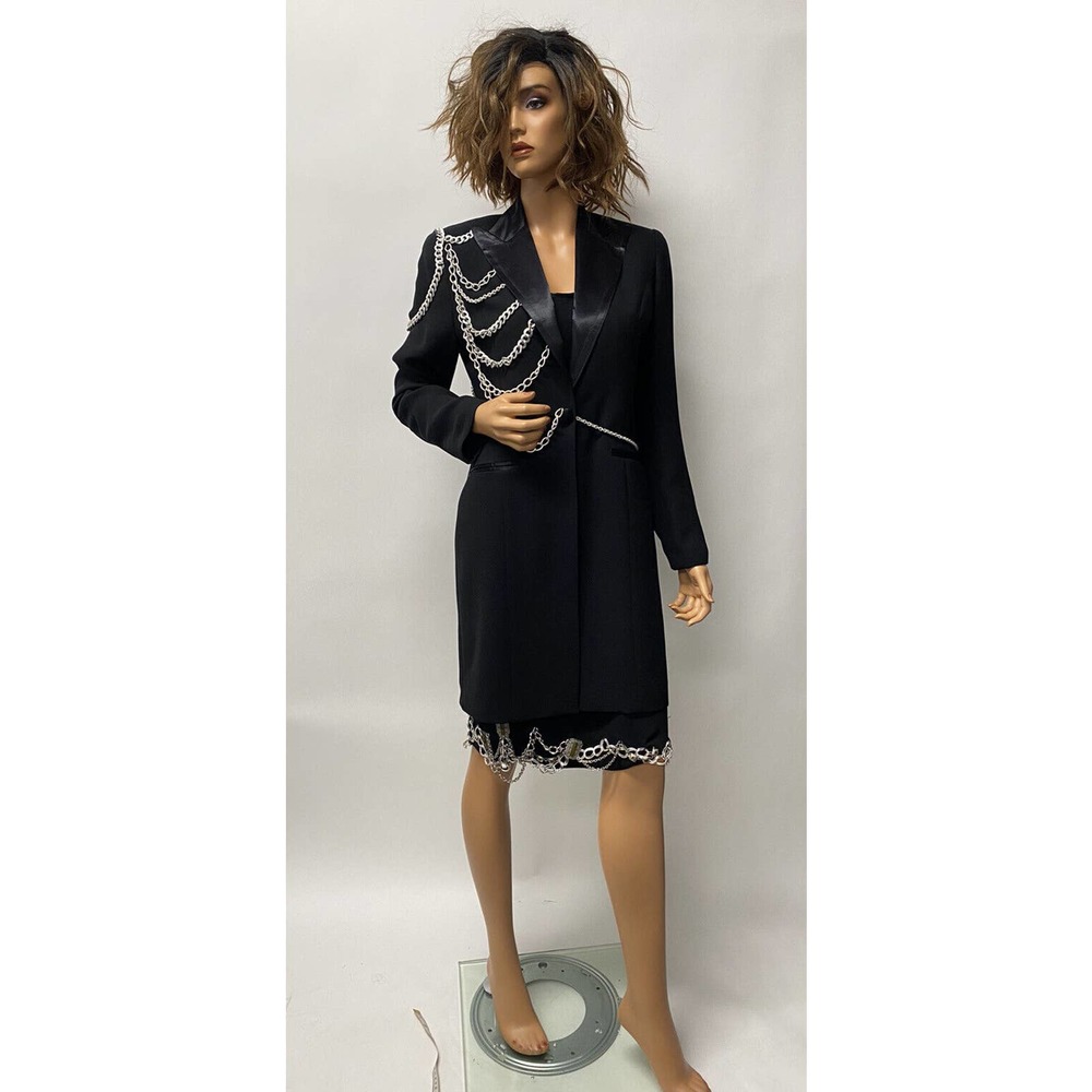 Sustainable Chain Fashion Suite Handmade size 8 black jacket dress suit